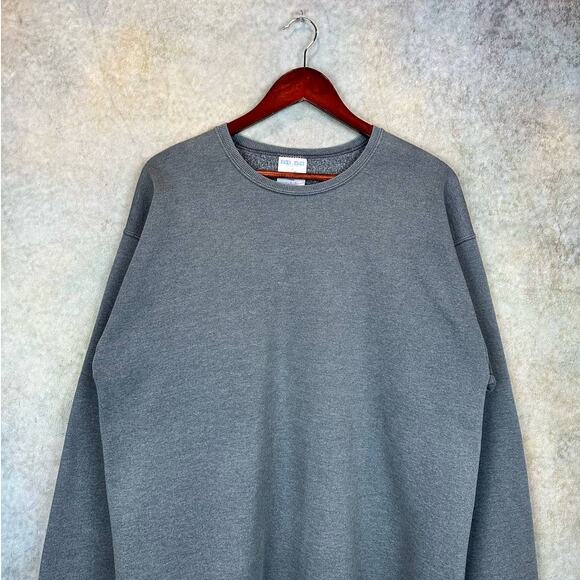 Vintage 90s Jerzees Blank Sweatshirt Mens Sz L Dark Gray Pullover Round Neck - Picture 2 of 9